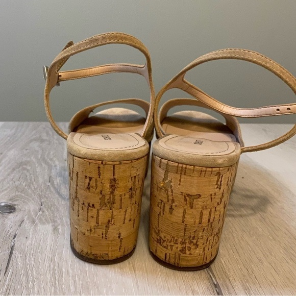 SCHUTZ Tan Cork and Suede Ankle Strap Platform Sandal, Size 8.5B - Picture 4 of 12